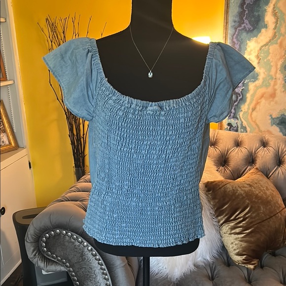 Ashley Stewart Tops - Ashley Stewart Blue denim off the shoulder top
